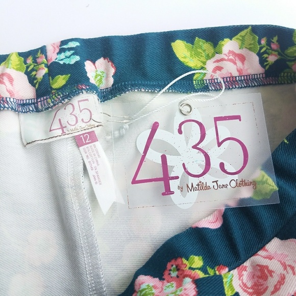 Matilda Jane 435 Green Floral Leggings Girls 12 - Picture 2 of 4